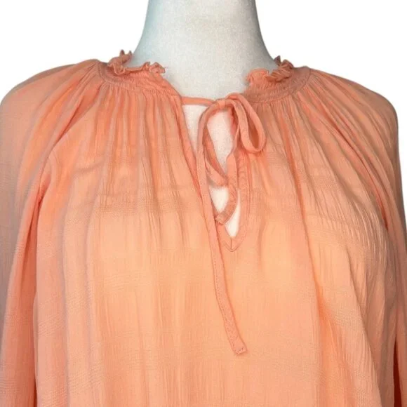SANCTUARY | Pre-Loved Coral Boho Cinch Waist Blouson Top – Size Medium - Picture 5 of 8